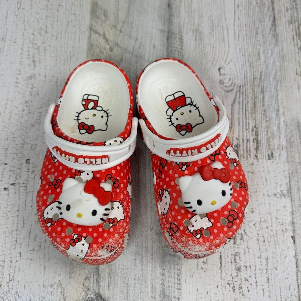 CROCS TODDLERS' HELLO KITTY (RED) CLASSIC CLOG SIZE C10 - Picture 2 of 8